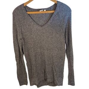 Cozy Grey Knit Gap Sweater Preppy Long Sleeve V Neck Mens Sweater Size S Fall